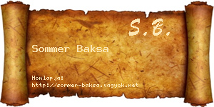 Sommer Baksa névjegykártya